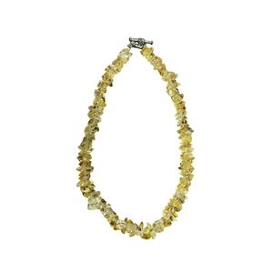 Natural Citrine Chip Gemstone Necklace Toggle Clasp Boho Festival Jewelry